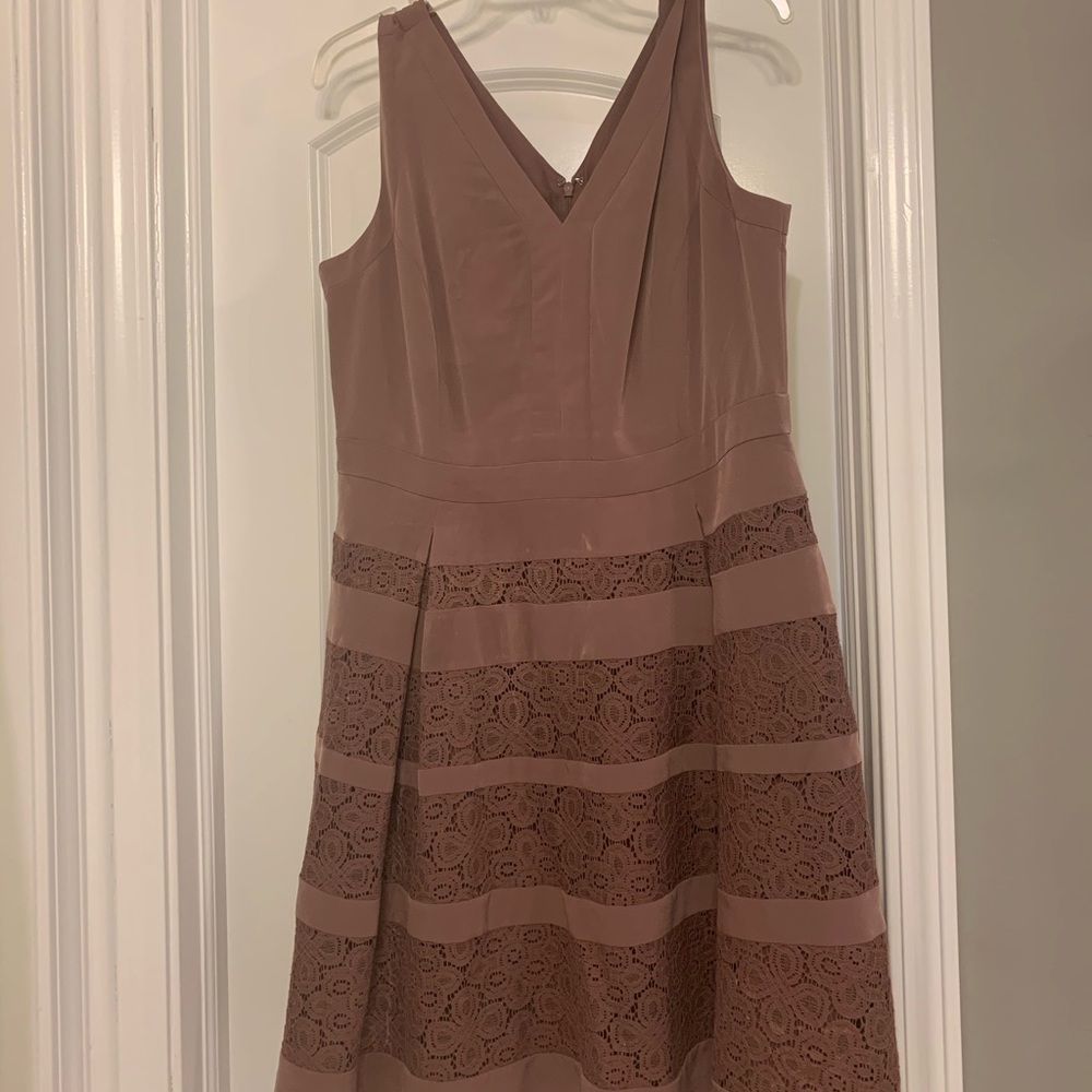Mauve A-Lined silk and lace dress by The Limited.
